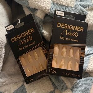 Gold and Nude Designer Nails Set